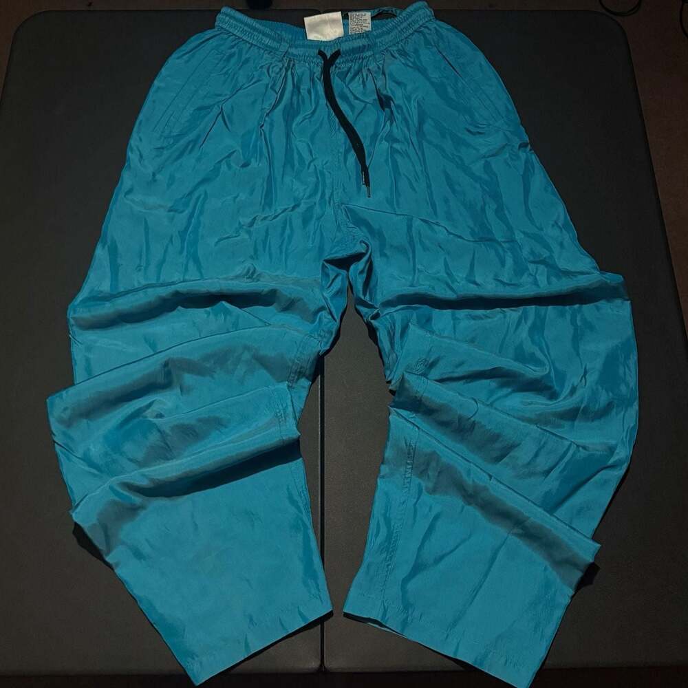 Vintage Kriss Kross Silk-Blend Drawstring Track Pants Teal Blue